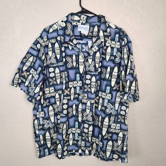 Bishop St. Vintage Purple and Off White Surfboard Print Hawaiian Shirt 2XL (5007 - Picture 1 of 5